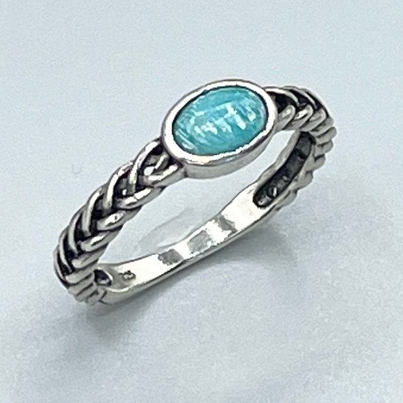 Sterling Silver Blue Gemstone Ring Boho Style - Picture 8 of 14